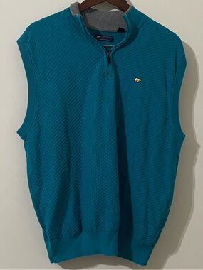 Jack Nicklaus Teal Blue 1/4-Zip Knit Golf Vest Size L